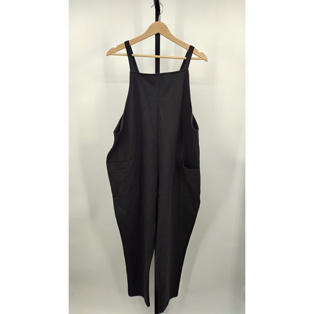 Quince Maternity Black Wide-Leg Overalls